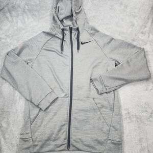 Nike‎ Hoodie Mens Small Gray Dri-FIT Full Zip Athletic Sweatshirt Jacket Swoosh